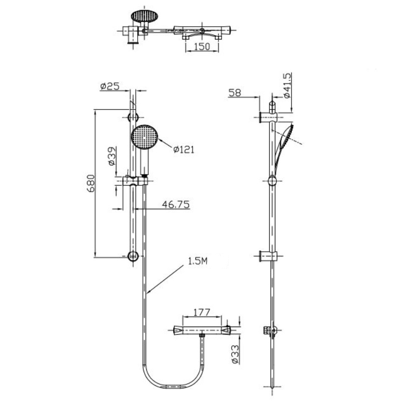 slim bar shower mixer schematic
